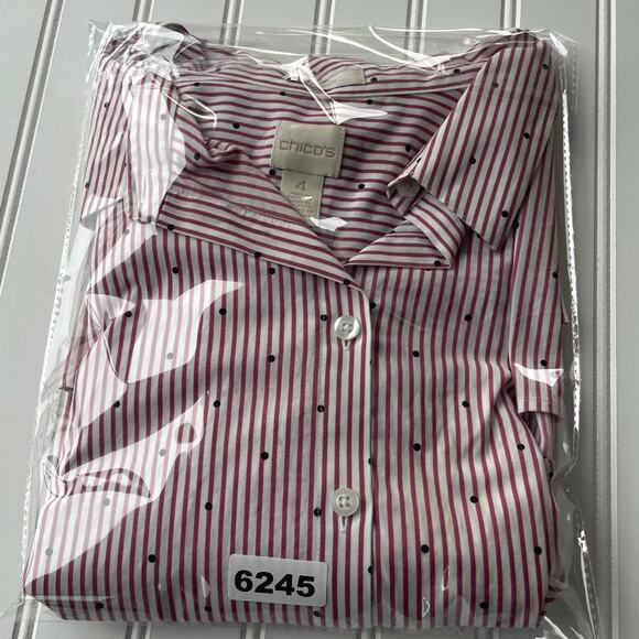 Chico’s Size XXL Pin Striped red white buttondown - Picture 10 of 10